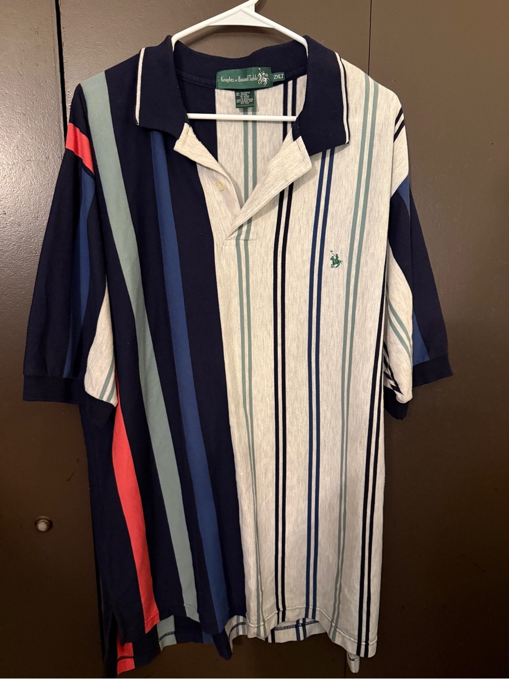 Knights of the Round Table Vintage-style Striped Polo Shirt in Navy, White